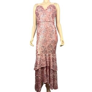 Avery G Dress Size 10 Blush Pink Sequin Lace Mermaid Gown Evening Formal Dress